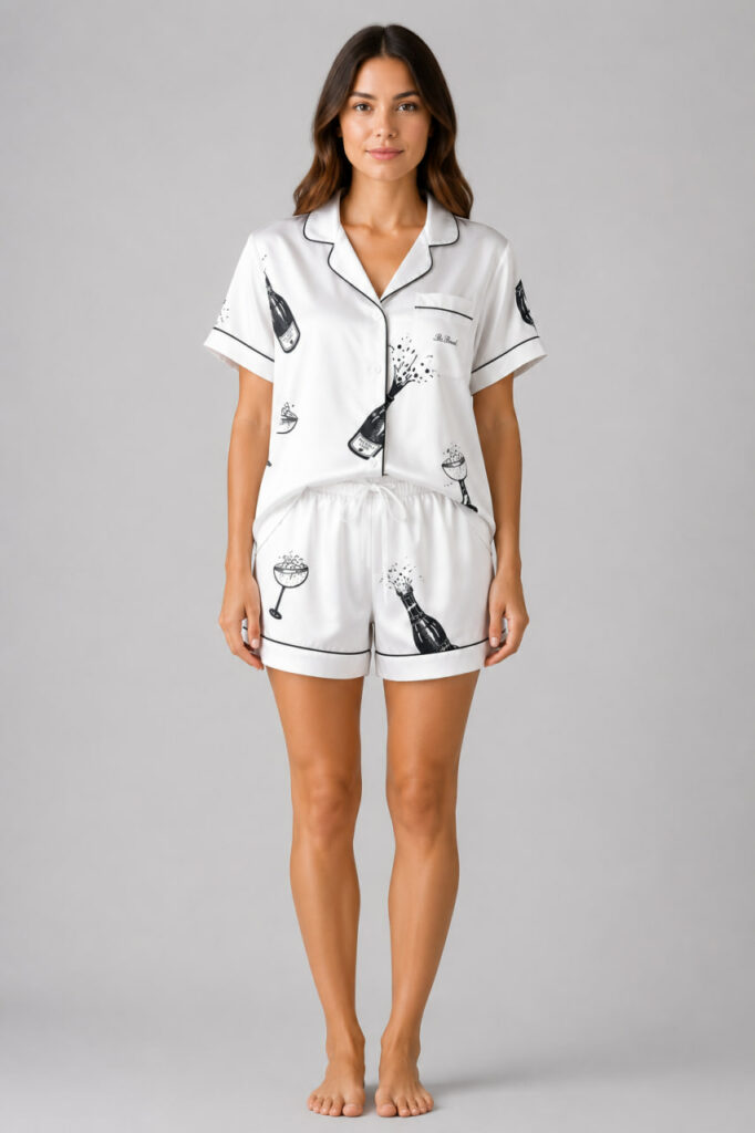 BOBRAND Women's Pajama Set in Light Blue – Viscose “Pajama party” – Top and Shorts - image 2