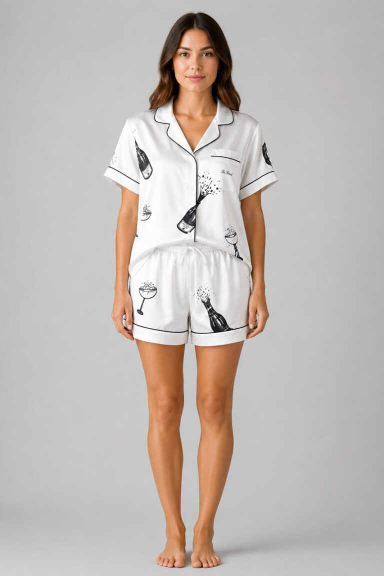 BOBRAND Women's Pajama Set in Light Blue – Viscose “Pajama party” – Top and Shorts - image 2