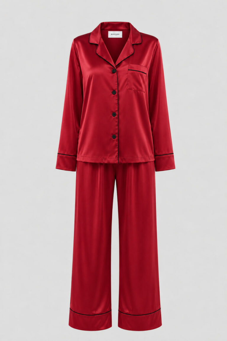 BOBRAND Women's Pajama Set in Red – Viscose – Top and Pants