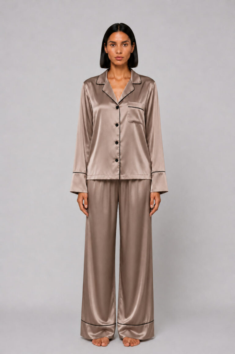BOBRAND Women's Pajama Set in Beige – Viscose – Top and Pants - image 2