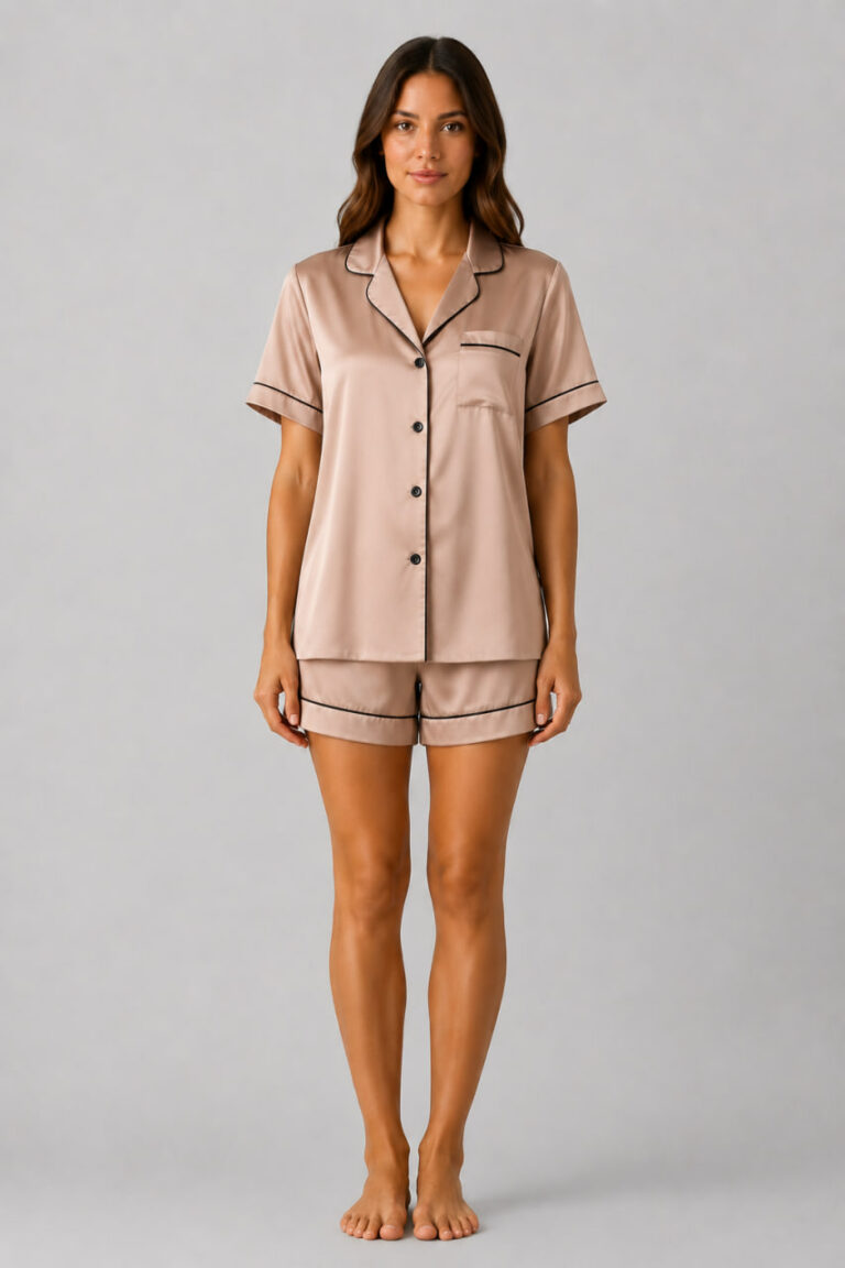 BOBRAND Women's Pajama Set in Beige – Viscose “Soft Beige” – Top and Shorts - image 2
