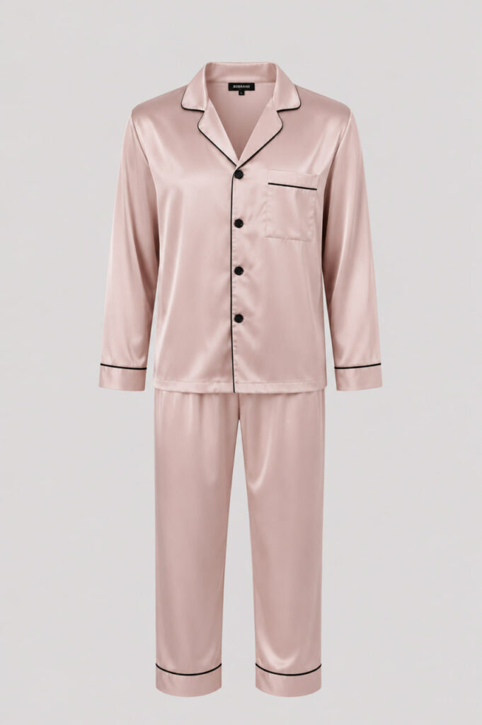 BOBRAND Men's Pajama Set in Beige – Viscose – Top and Pants
