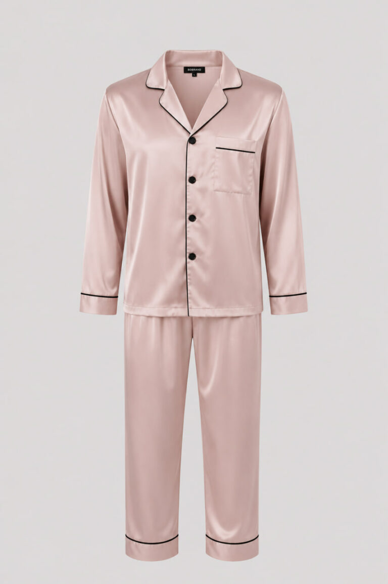 BOBRAND Men's Pajama Set in Beige – Viscose – Top and Pants