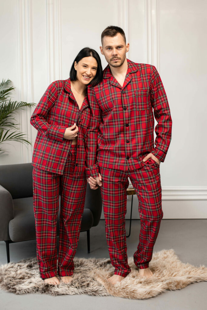 BOBRAND Family Matching Pajama Set in Red – Brushed Cotton, Plaid – Top and Pants (2 Pajamas) - image 2
