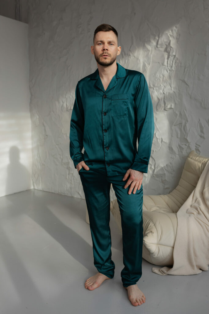 BOBRAND Men's Pajama Set in Green – Viscose – Top and Pants - image 2