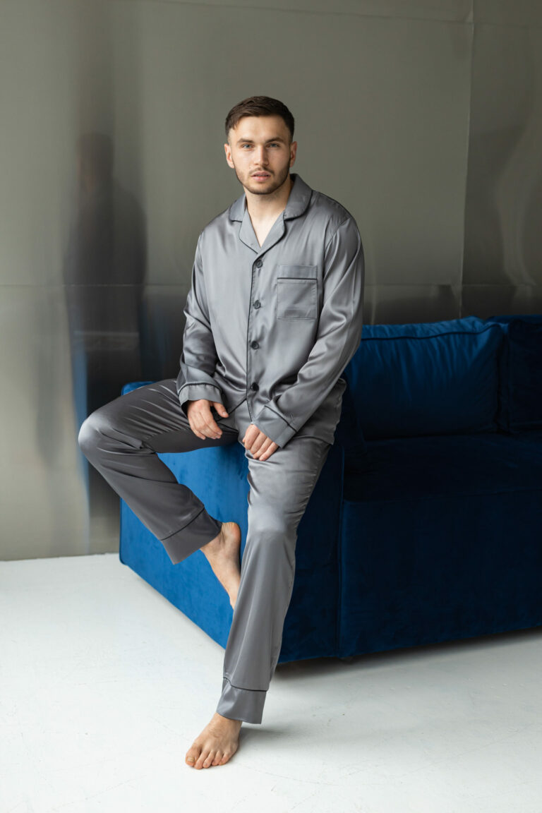 BOBRAND Men's Pajama Set in Charcoal – Viscose – Top and Pants - image 2