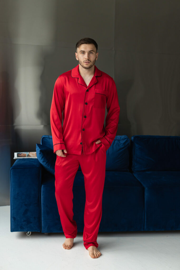 BOBRAND Men's Pajama Set in Red – Viscose – Top and Pants - image 2