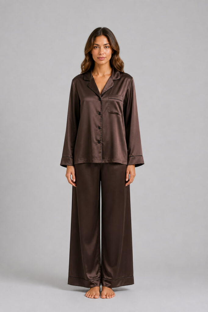 BOBRAND Women's Pajama Set in Brown – Viscose “Chocolate brownie” – Top and Pants - image 2