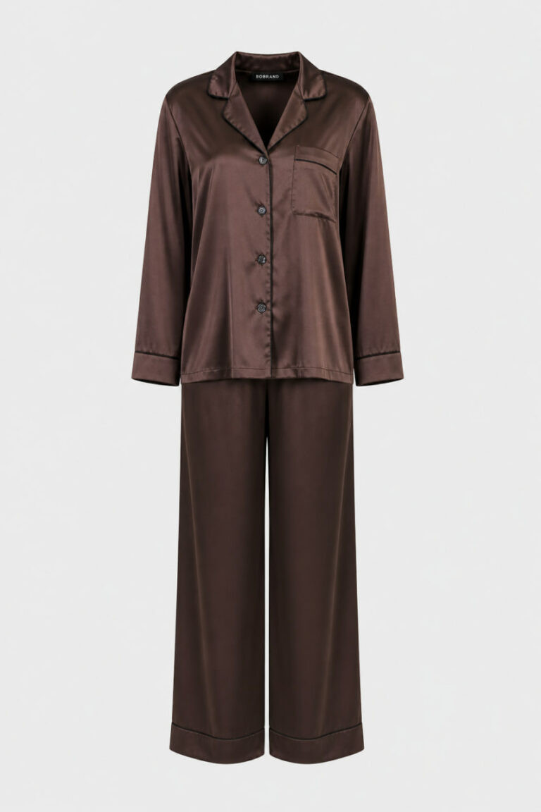 BOBRAND Women's Pajama Set in Brown – Viscose “Chocolate brownie” – Top and Pants