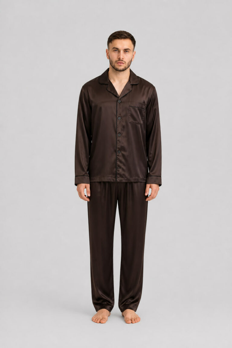 BOBRAND Men's Pajama Set in Brown – Viscose “Chocolate brownie” – Top and Pants - image 2