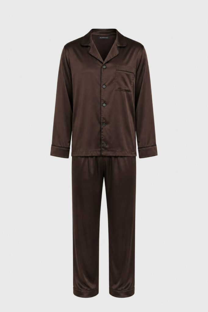 BOBRAND Men's Pajama Set in Brown – Viscose “Chocolate brownie” – Top and Pants