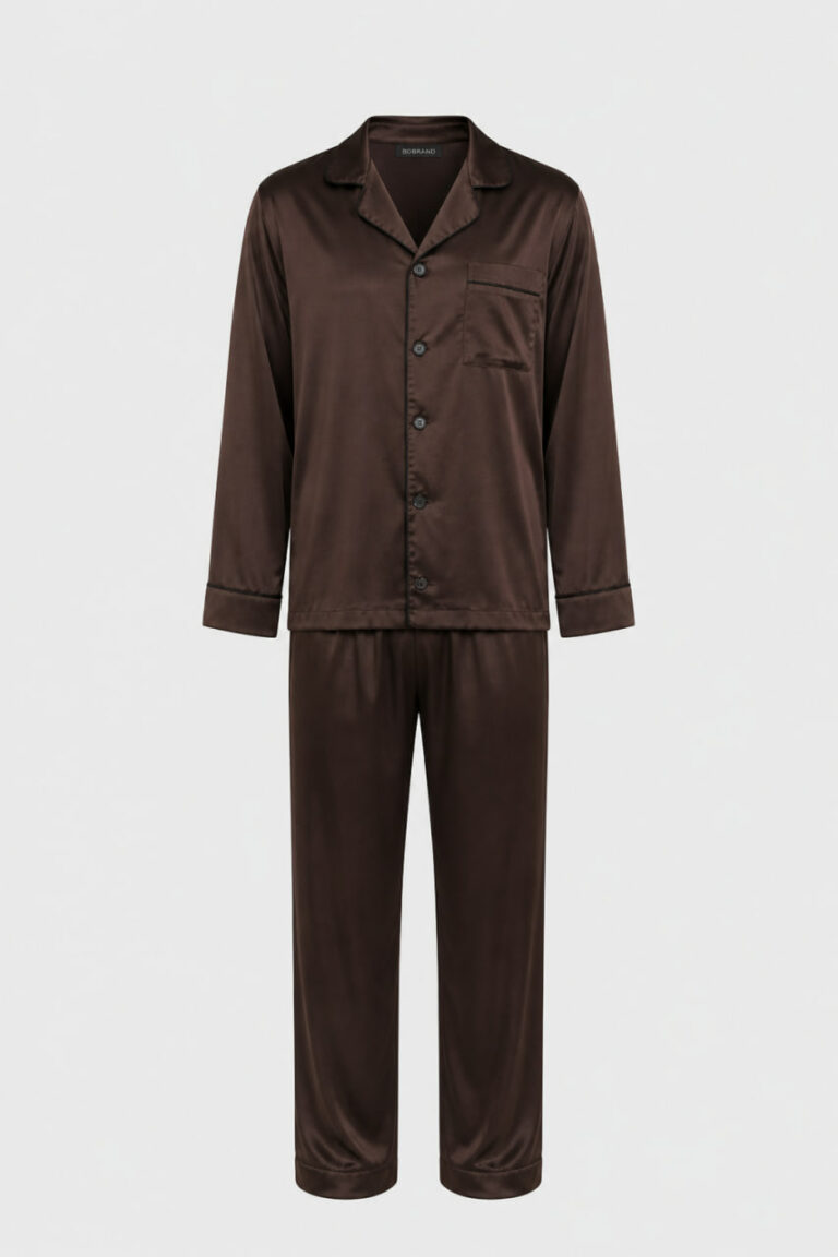 BOBRAND Men's Pajama Set in Brown – Viscose “Chocolate brownie” – Top and Pants