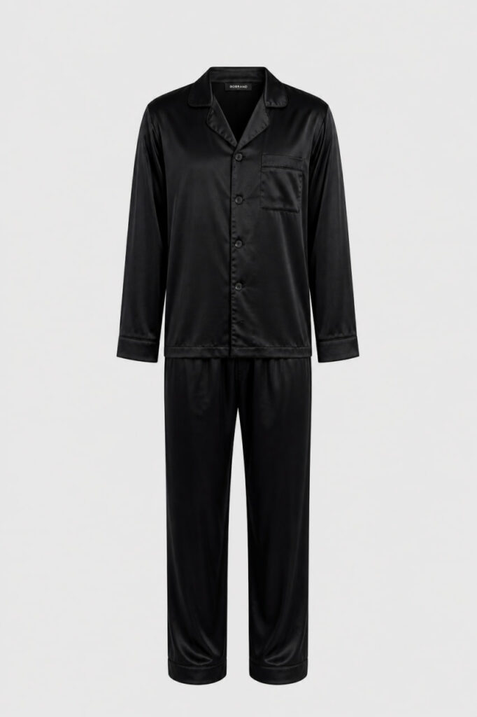 BOBRAND Men's Pajama Set in Black – Viscose “Total Black” – Top and Pants