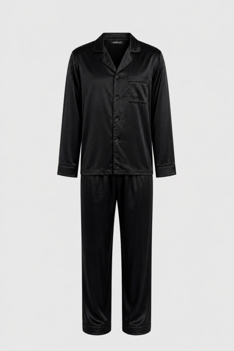 BOBRAND Men's Pajama Set in Black – Viscose “Total Black” – Top and Pants