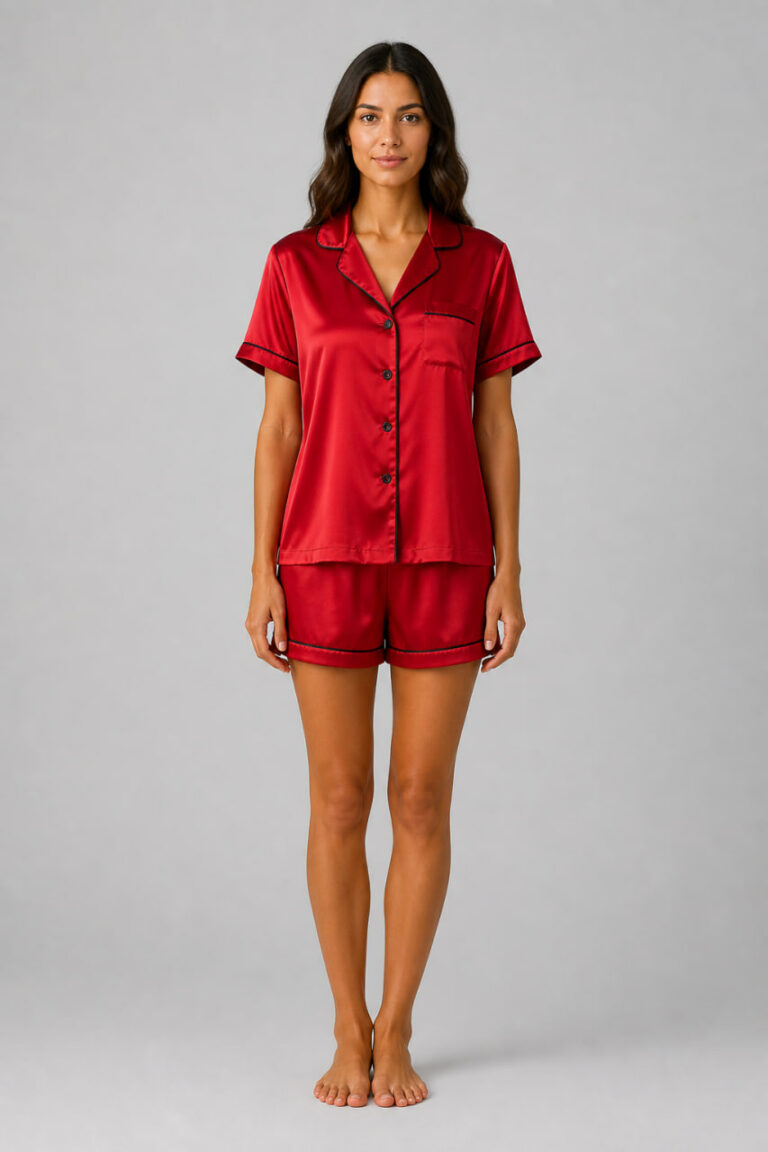 BOBRAND Women's Pajama Set in Red – Viscose – Top and Shorts - image 2