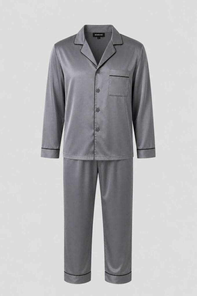 BOBRAND Men's Pajama Set in Charcoal – Viscose – Top and Pants