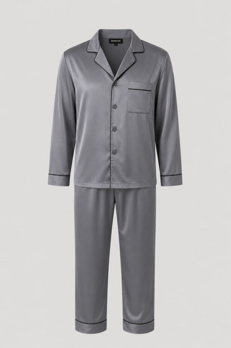 BOBRAND Men's Pajama Set in Charcoal – Viscose – Top and Pants