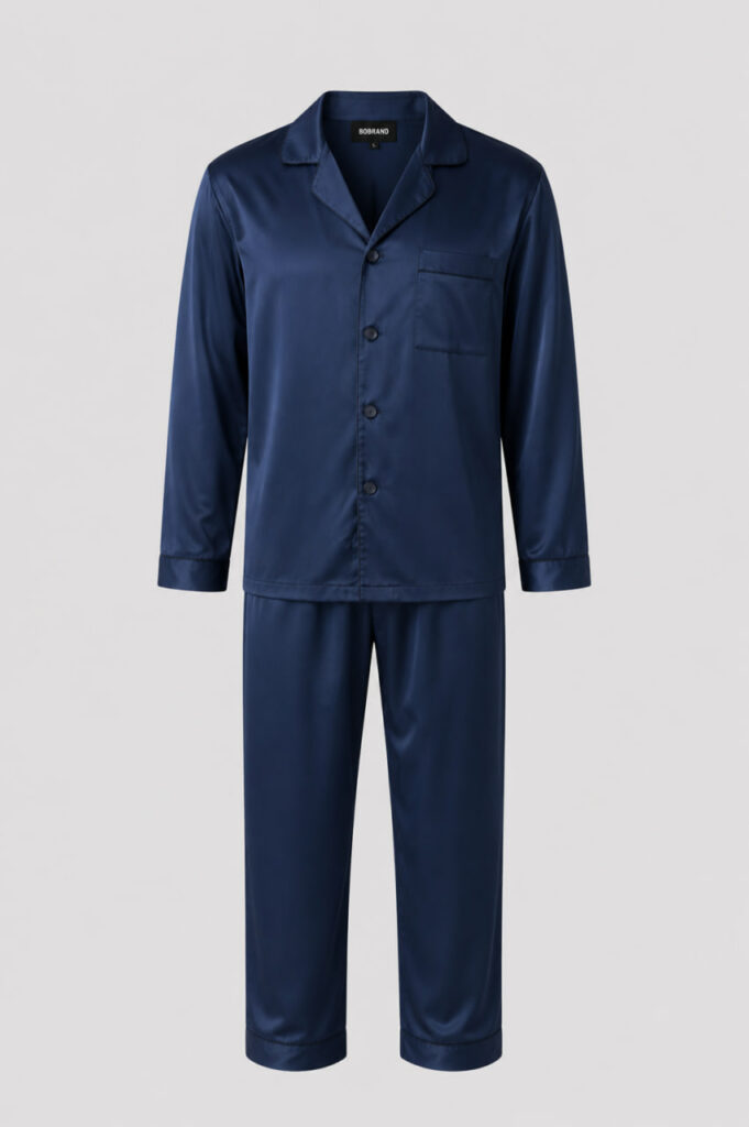 BOBRAND Men's Pajama Set in Blue – Viscose – Top and Pants