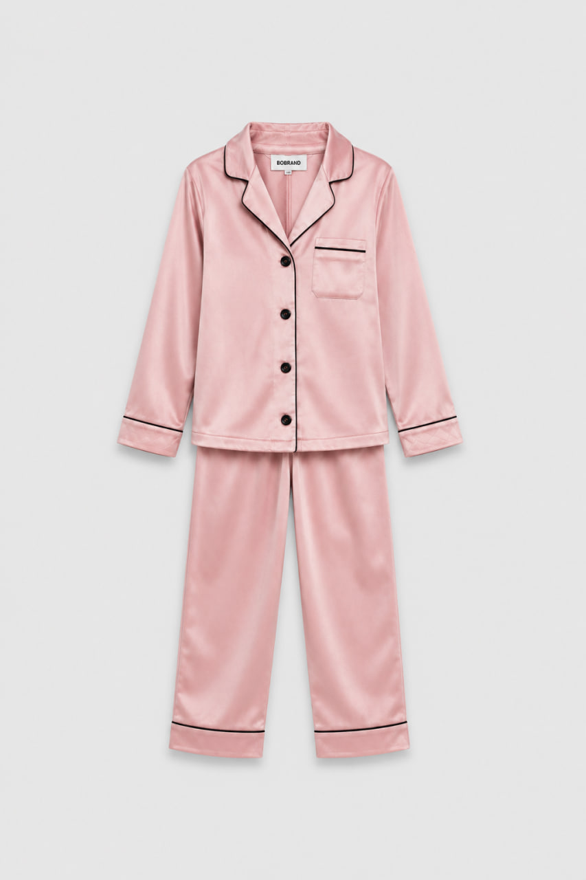 BOBRAND Kids' Pajama Set in Powder Pink – Viscose – Top and Pants BOBRAND Kids' Pajama Set in Powder Pink – Viscose – Top and Pants