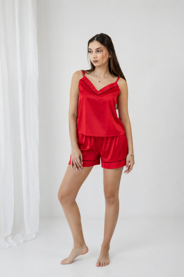 BOBRAND Women's Pajama Set in Red – Viscose – Shorts and Camisole - image 2