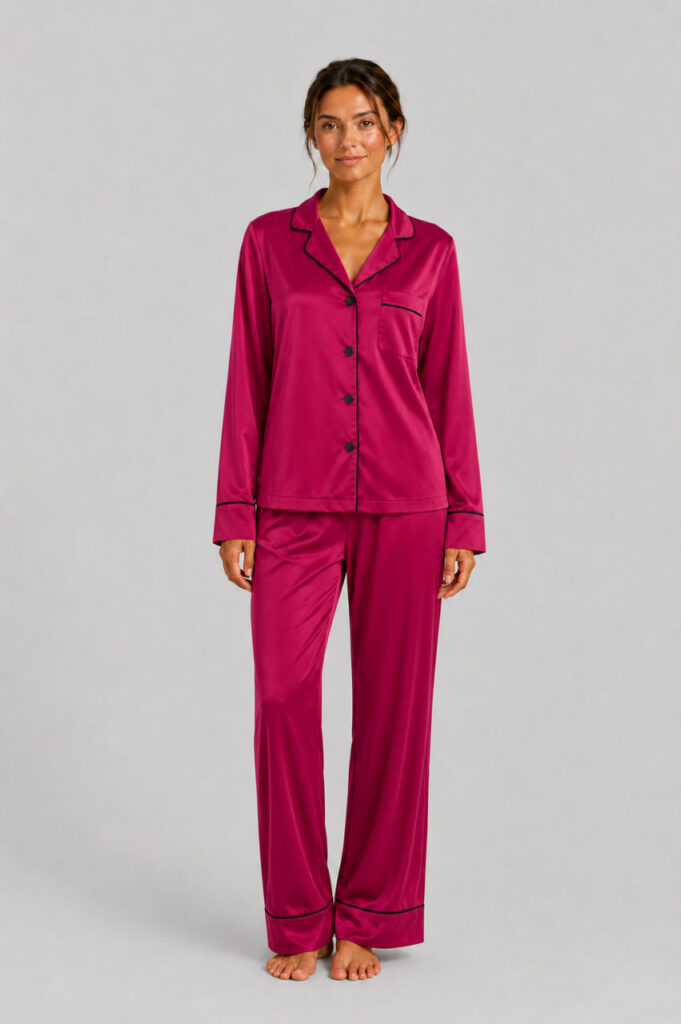 BOBRAND Women's Pajama Set in Raspberry – Viscose – Top and Pants - image 2