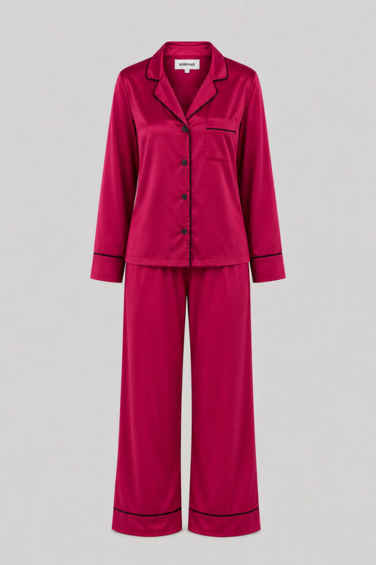 BOBRAND Women's Pajama Set in Raspberry – Viscose – Top and Pants