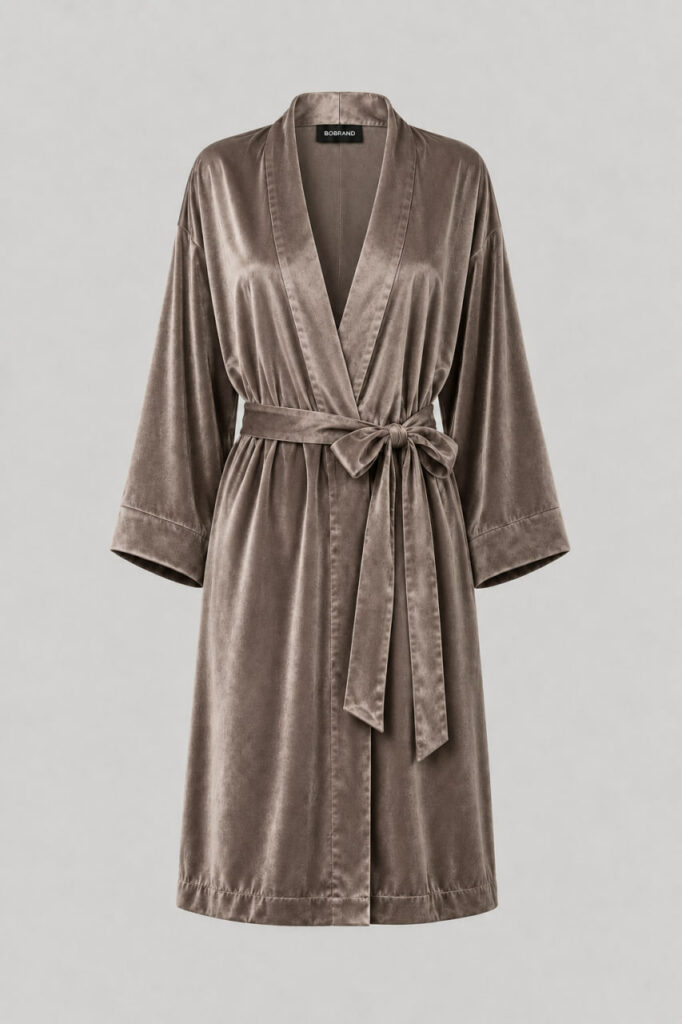 BOBRAND Women's Robe in Brown – Cotton Velour