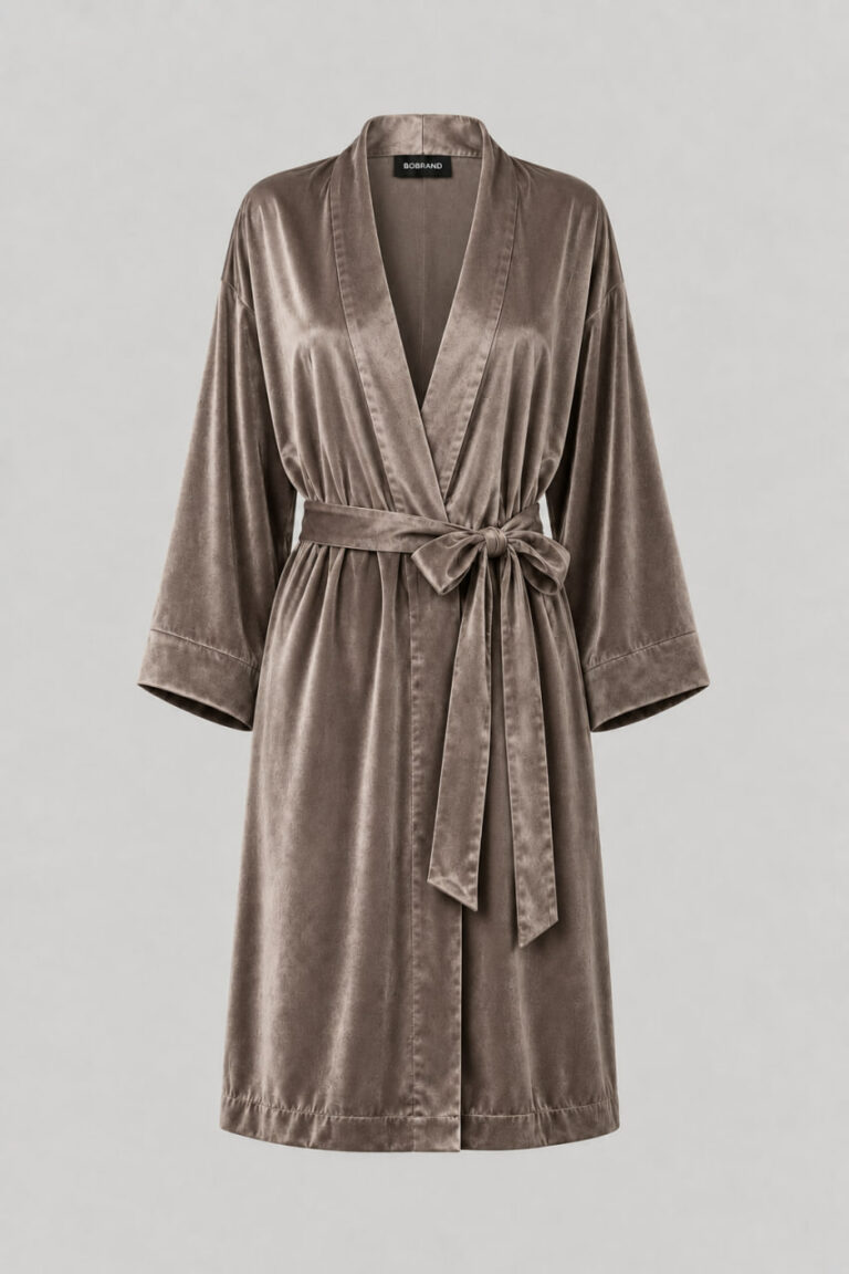 BOBRAND Women's Robe in Brown – Cotton Velour