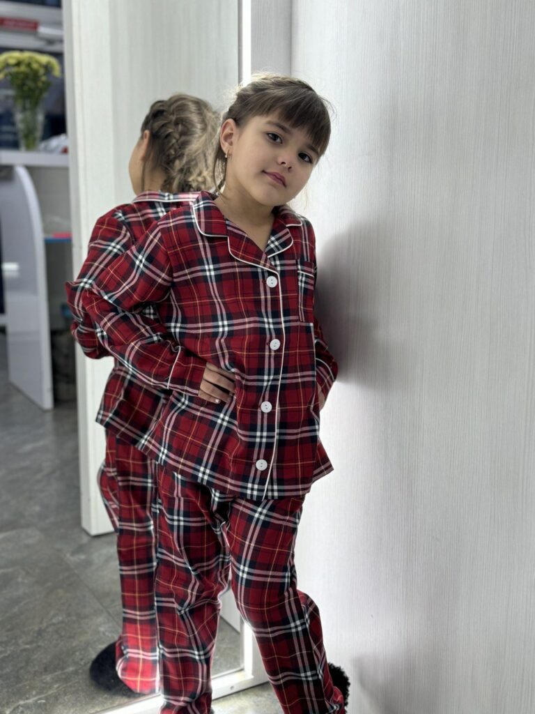 BOBRAND Kids' Pajama Set in Red – Brushed Cotton, Plaid – Top and Pants - image 2