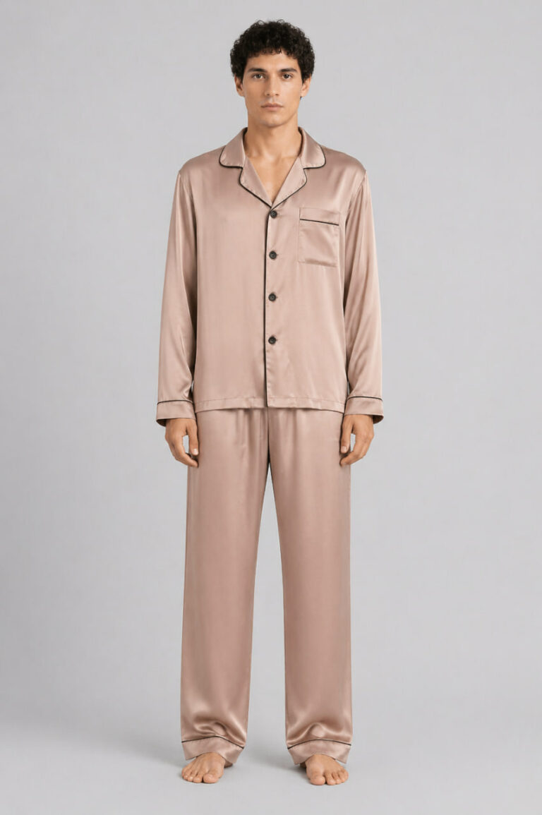 BOBRAND Men's Pajama Set in Beige – Viscose – Top and Pants - image 2