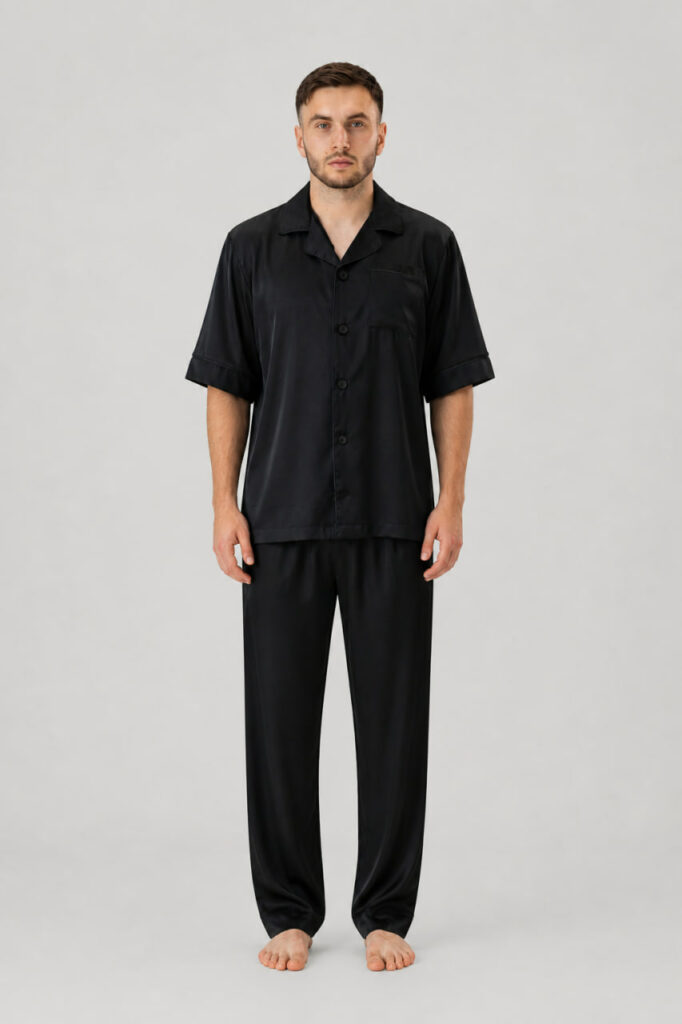 BOBRAND Men's Pajama Set in Black – Viscose – Top and Pants - image 2