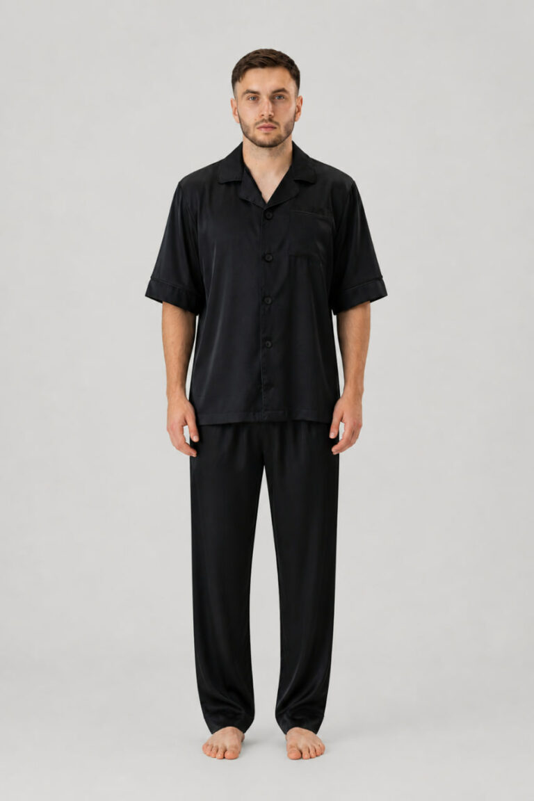 BOBRAND Men's Pajama Set in Black – Viscose – Top and Pants - image 2