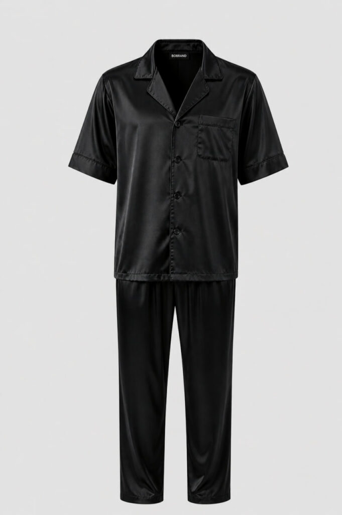 BOBRAND Men's Pajama Set in Black – Viscose – Top and Pants