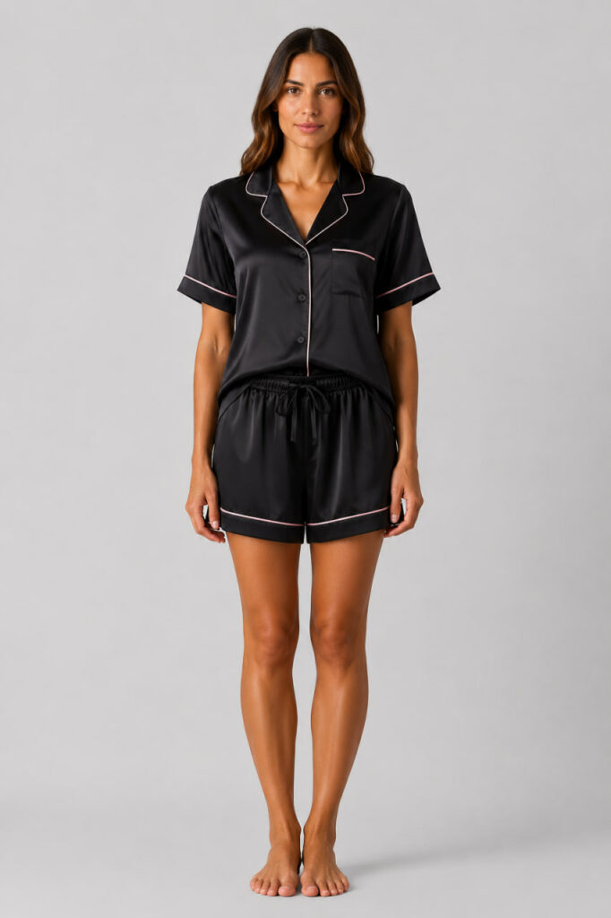 BOBRAND Women's Pajama Set in Black – Viscose – Top and Shorts - image 2