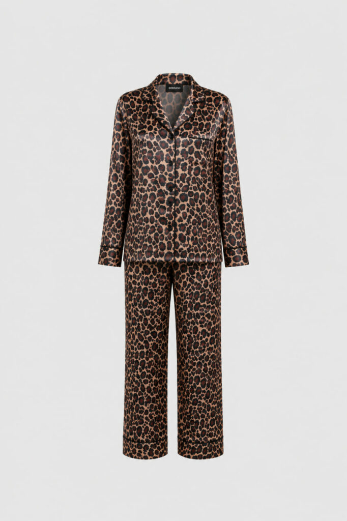 BOBRAND Kids' Pajama Set in Brown – Viscose, Leopard Print – Top and Pants