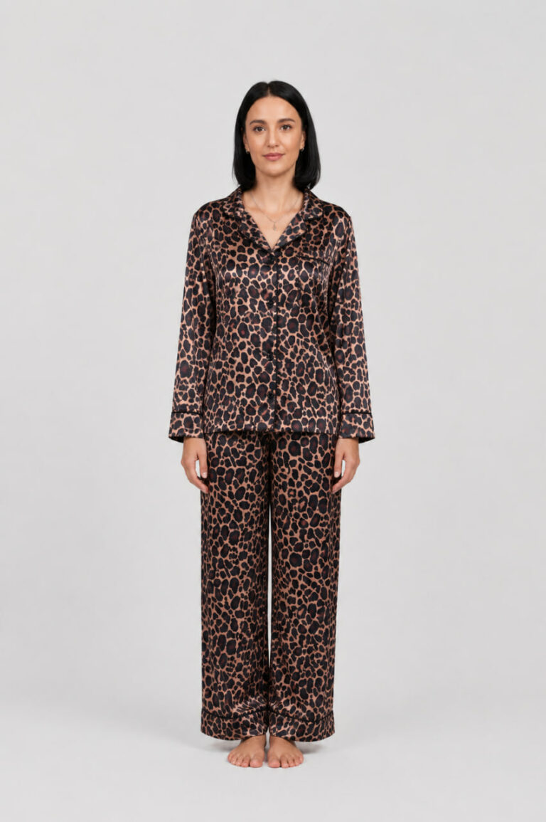 BOBRAND Women's Pajama Set in Brown – Viscose, Leopard Print – Top and Pants - image 2
