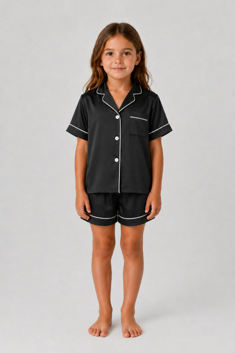 BOBRAND Kids' Pajama Set in Black – Viscose – Top and Shorts - image 2