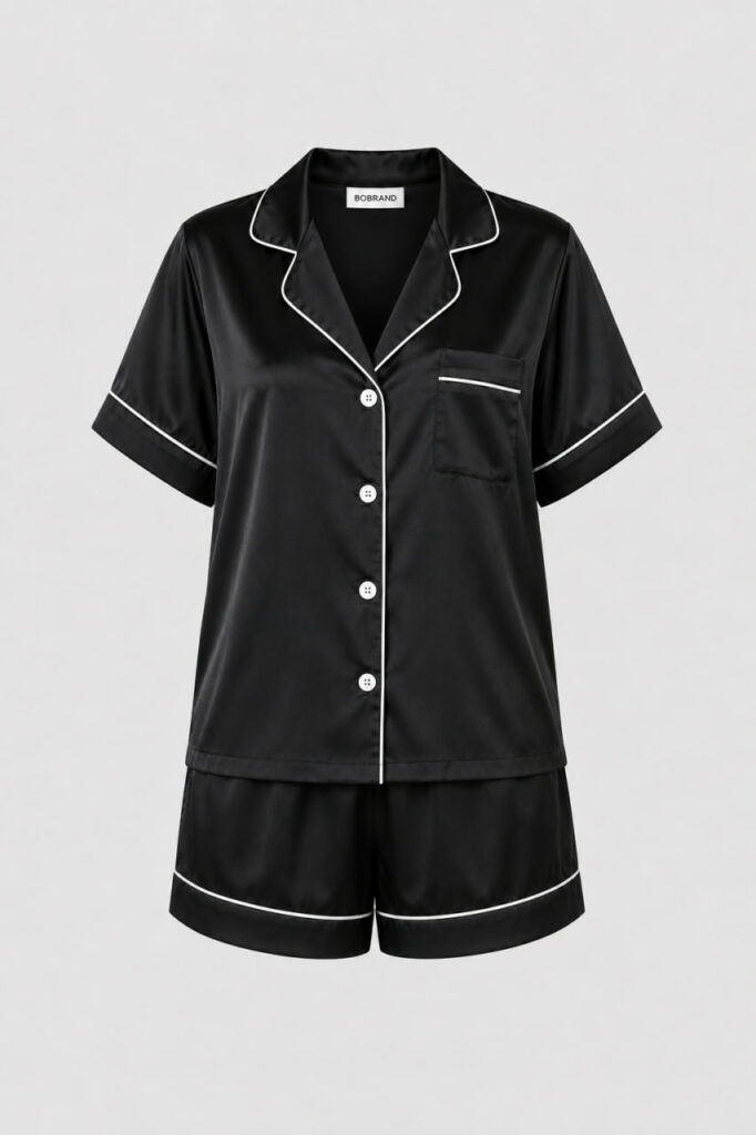 BOBRAND Kids' Pajama Set in Black – Viscose – Top and Shorts