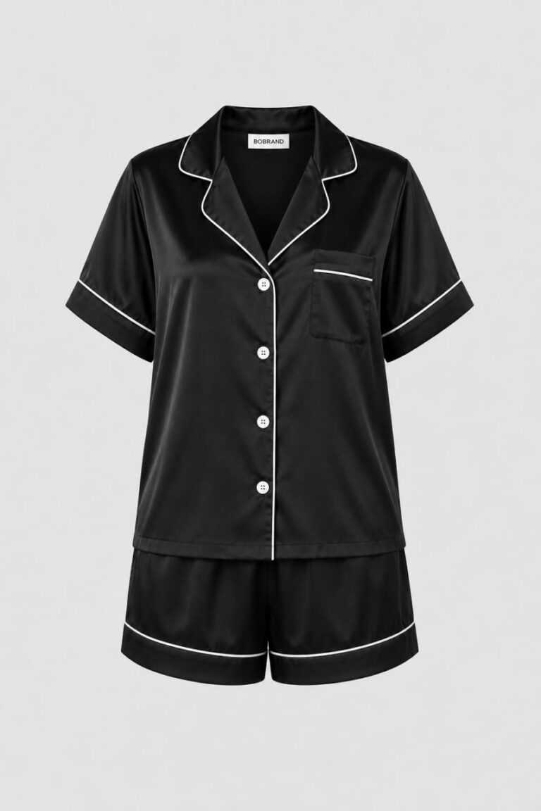 BOBRAND Kids' Pajama Set in Black – Viscose – Top and Shorts