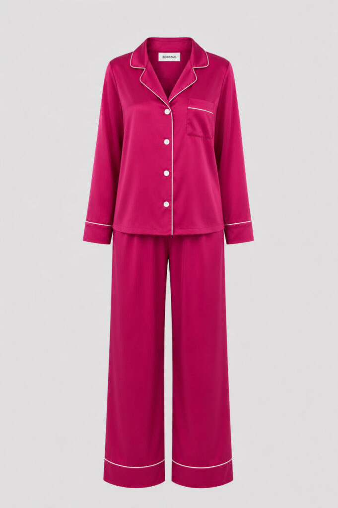 BOBRAND Women's Pajama Set in Raspberry – Viscose – Top and Pants
