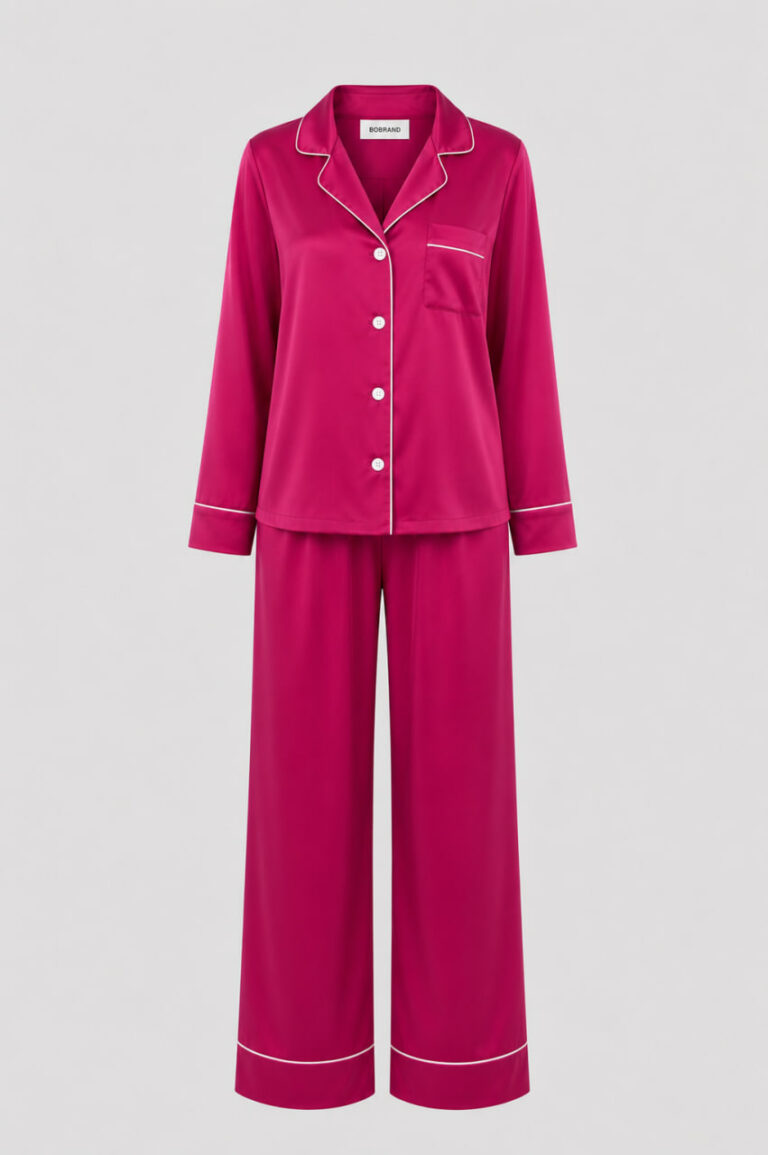BOBRAND Women's Pajama Set in Raspberry – Viscose – Top and Pants