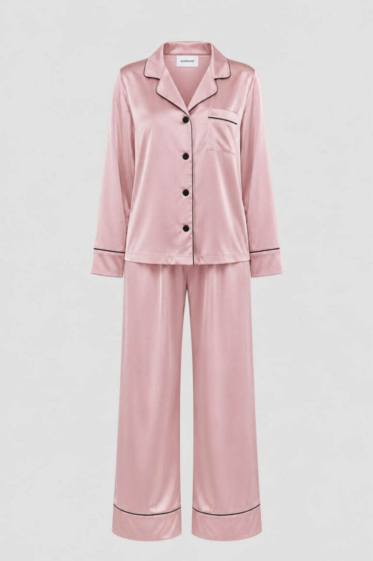 BOBRAND Women's Pajama Set in Powder Pink – Viscose – Top and Pants