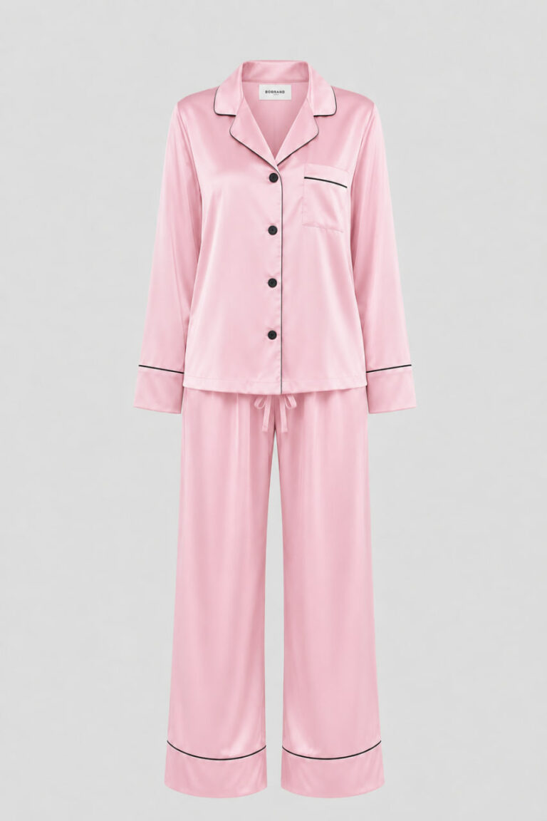 BOBRAND Women's Pajama Set in Pink – Viscose – Top and Pants