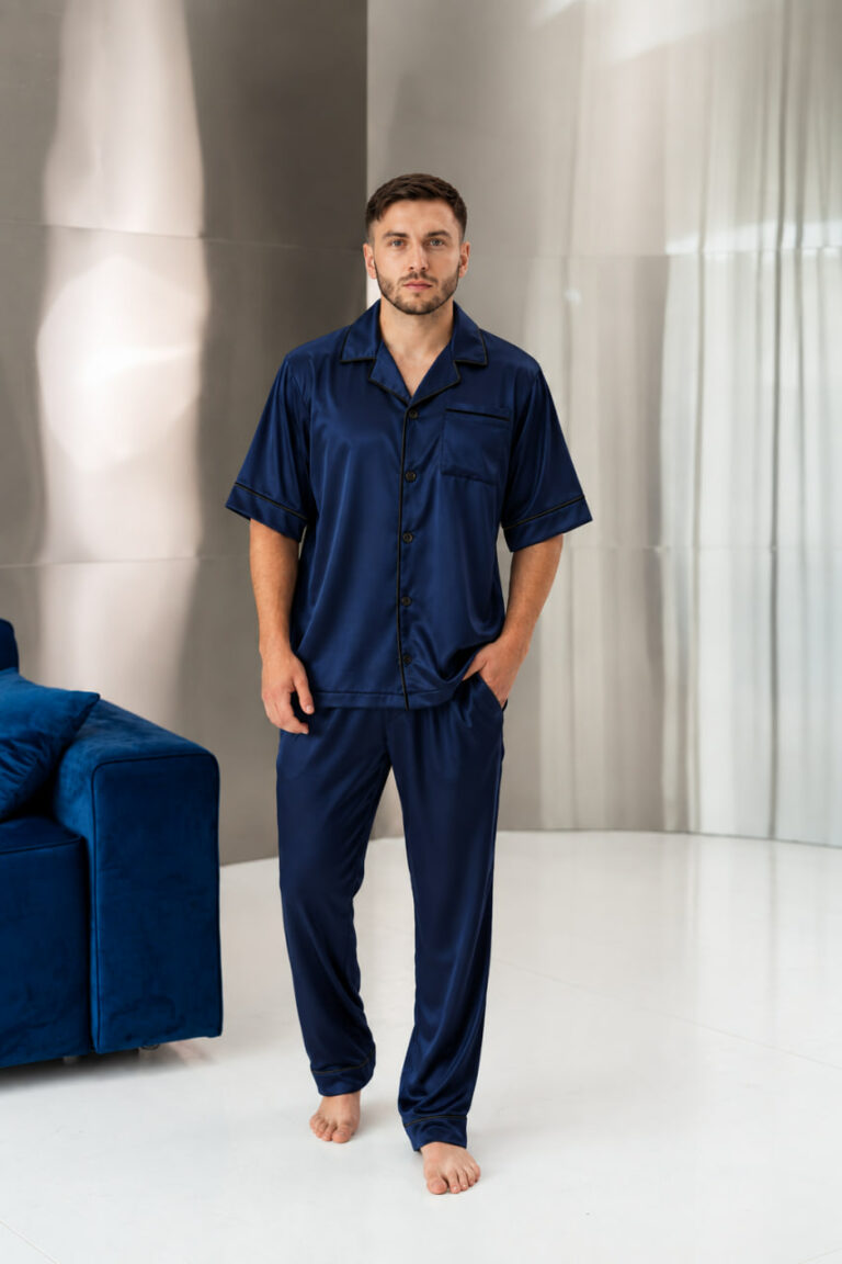 BOBRAND Men's Pajama Set in Blue – Viscose – Top and Pants - image 2