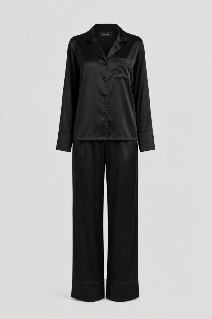 BOBRAND Women's Pajama Set in Black – Viscose “Total Black” – Top and Pants