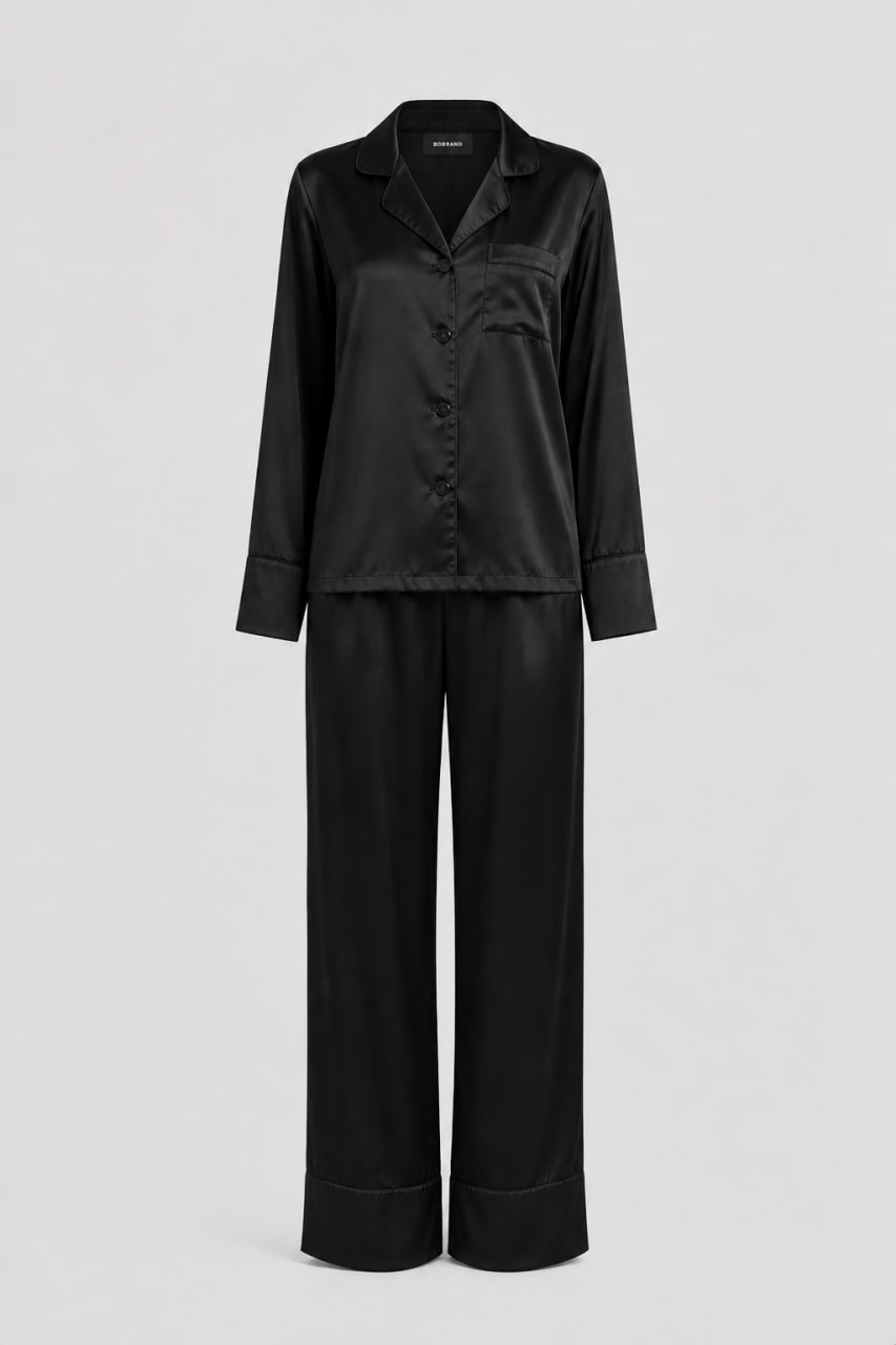 BOBRAND Women's Pajama Set in Black – Viscose “Total Black” – Top and Pants BOBRAND Women's Pajama Set in Black – Viscose “Total Black” – Top and Pants