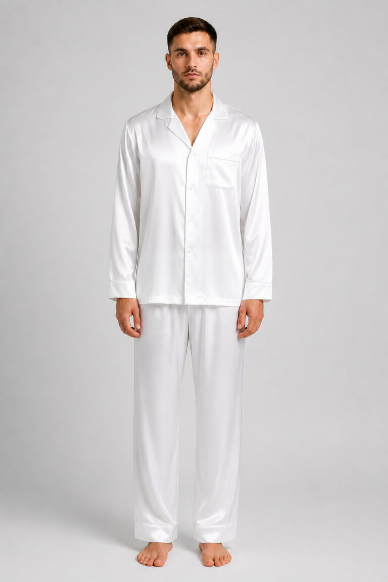 BOBRAND Men's Pajama Set in White – Viscose “Total White” – Top and Pants - image 2