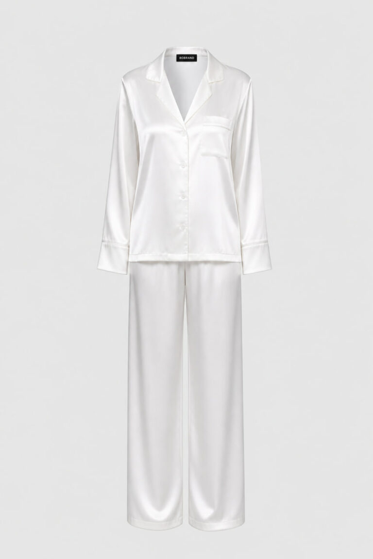 BOBRAND Women's Pajama Set in White – Viscose “Total White” – Top and Pants