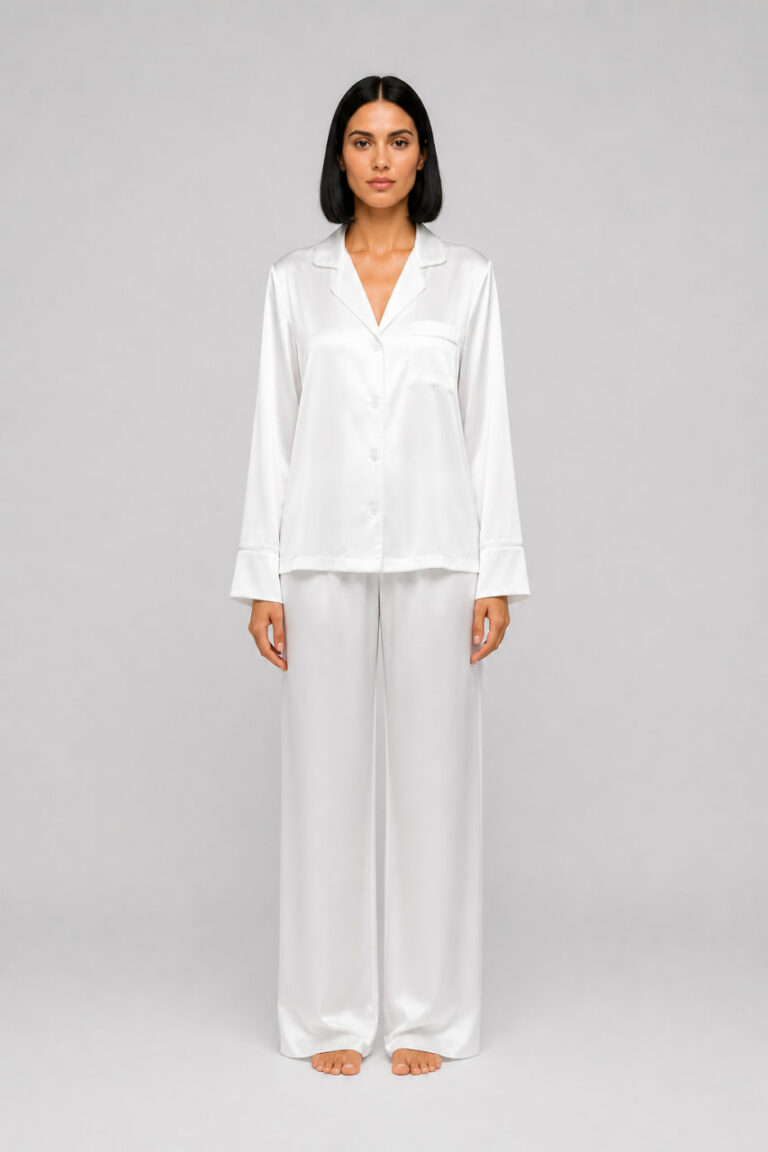 BOBRAND Women's Pajama Set in White – Viscose “Total White” – Top and Pants - image 2