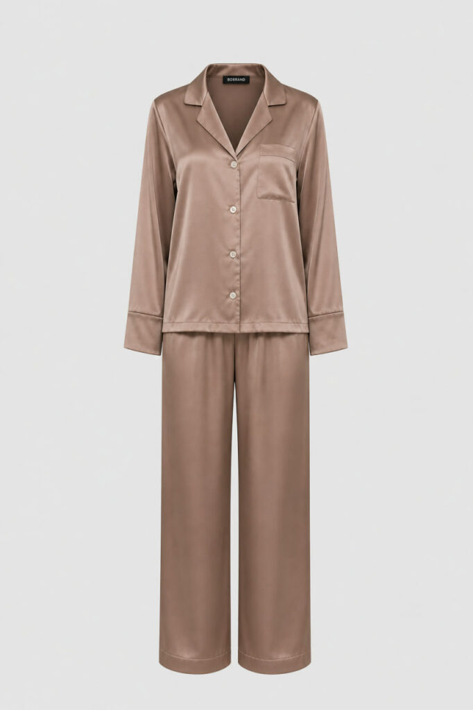 BOBRAND Women's Pajama Set in Beige – Viscose “Salted Caramel” – Top and Pants